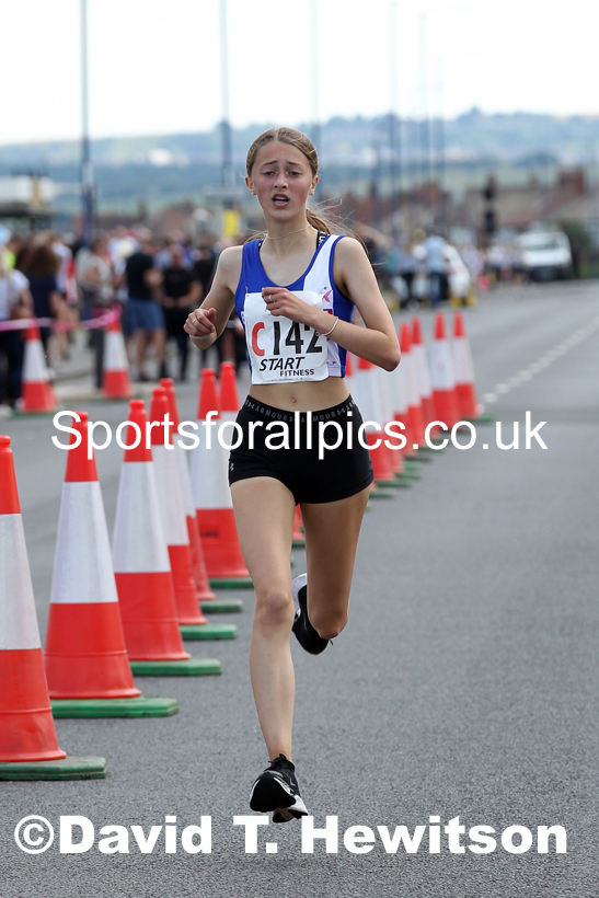 Womens under-17s 2021 Northern 6 and 4 Stage and Young Athletes Road Relays, Redcar. Photo: David T. Hewitson/Sports for All Pics